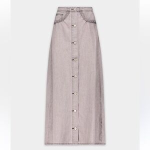 Braid pocket denim midi skirt